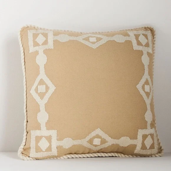 NWT Indoor/Outdoor Greek Key Embroidered Pillow - Picture 1 of 4